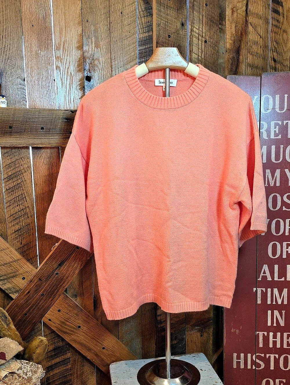 276p Sewn + Seen Knit Crew Neck Sweater in Pink Size Small